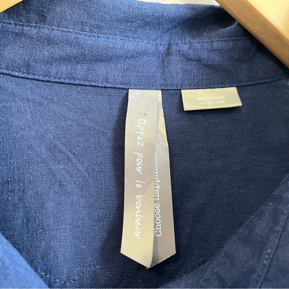 Penningtons Navy Linen Blend Blouse with Lace Hem - Picture 15 of 16